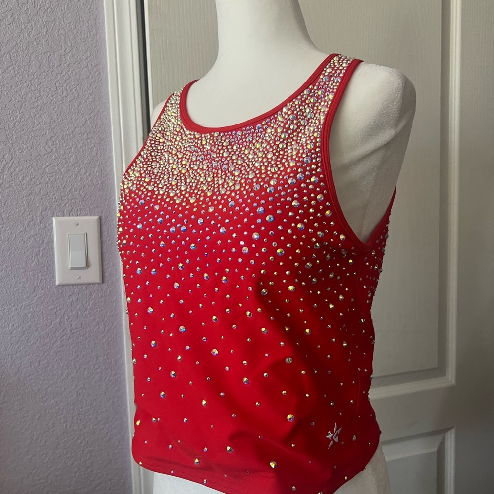 Rebel Miss America Red Rhinestone Embellished Women's Tank Top